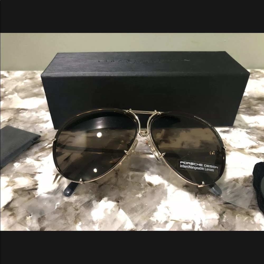 Porsche Design Aviator Sunglasses Brown Gold Frame